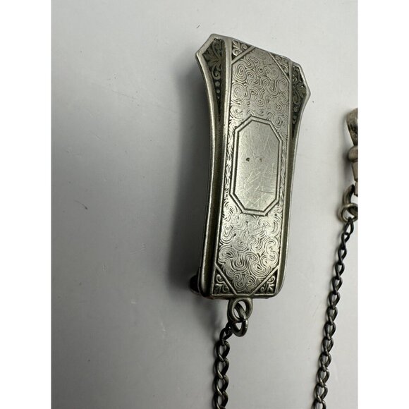 Vintage Antique Silverplate Belt Slide Watch Chain Art Deco - Picture 3 of 9
